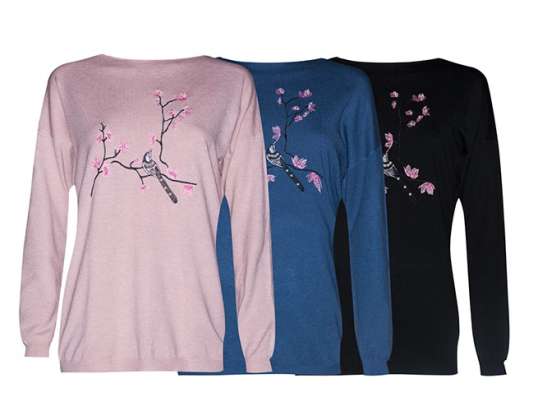 Women's Sweaters Ref. J 223 Sizes S/M, L/XL Drawings with rhinestones. Assorted Colors