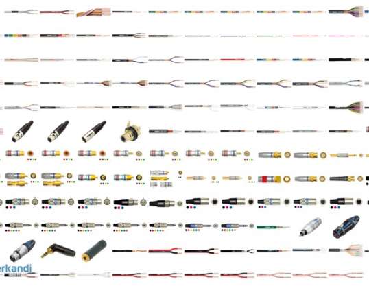 Batch af kabler og stik Tasker og Neutrik elektronik