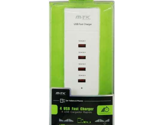 Face Charger with 4 USB 4.5a White