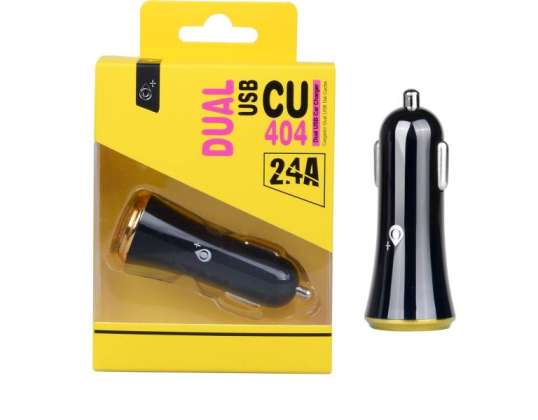 CU404 2 USB Lighter oplader Sort/Guld