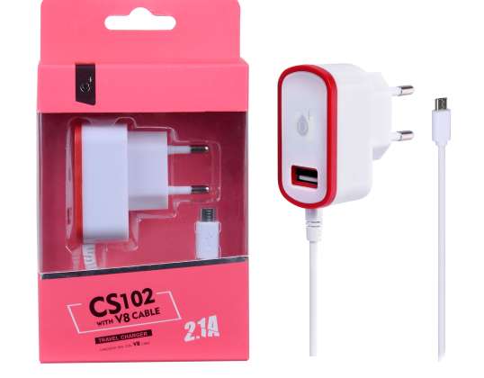 Rød Twin 2.1A USB/mikrooplader rød