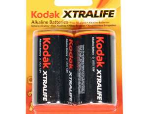 Kodak Alkaline Xtralife Batt D Pack 2 batterier (min. 10 st.)