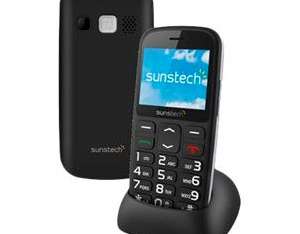 Czarny Sunstech CEL2BK telefon komórkowy ze stacją ładującą