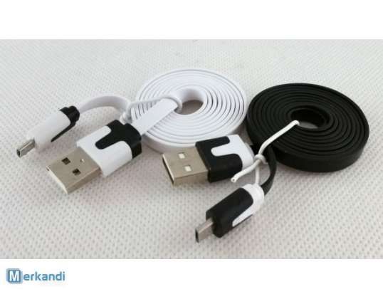 Παρτίδα μικρο επίπεδο καλώδιο USB - Λευκός φορτιστής USB