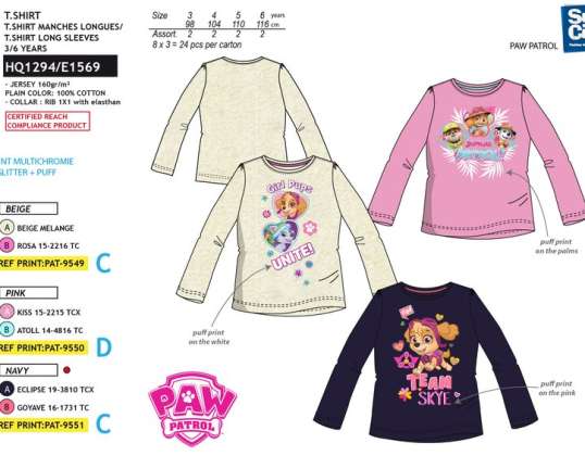 Blusa a maniche lunghe Paw Patrol - 3609081333914