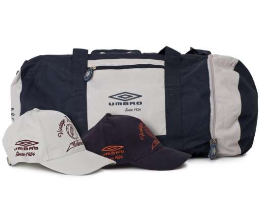 UMBRO sport bags + Stock baseball caps