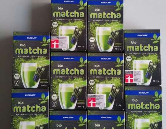 Emcur Organic Tea Matcha - Finely Ground Organic Green Tea from Japan - 12 x 2g