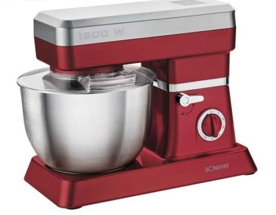 Bomann Knetmaschine 1200 W 6,3L Edelstahlschüssel Küchenmaschine
