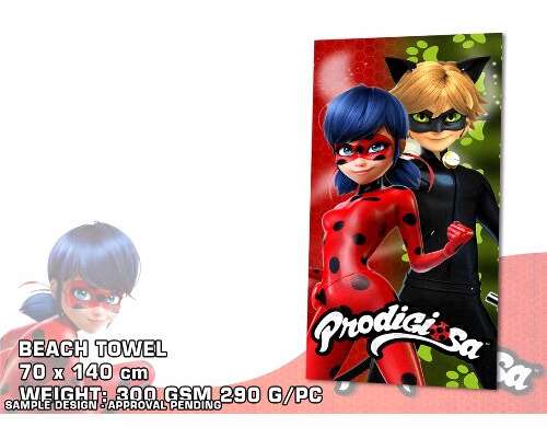 Miraculous beach towel / bath towel: Ladybug and Cat Noir - 843