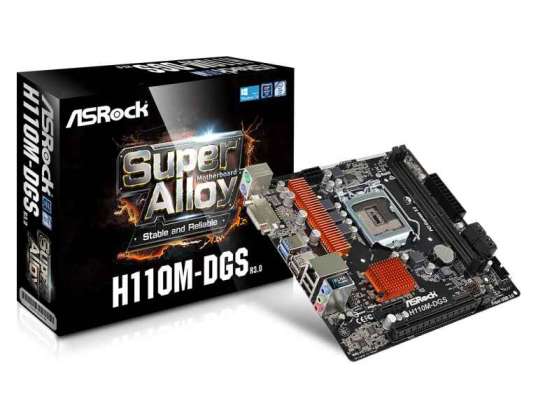 ASRock H110M-DGS R3.0 Intel H110 LGA 1151 (Socket H4) microATX Mainboard 90-MXB4B0-A0UAYZ