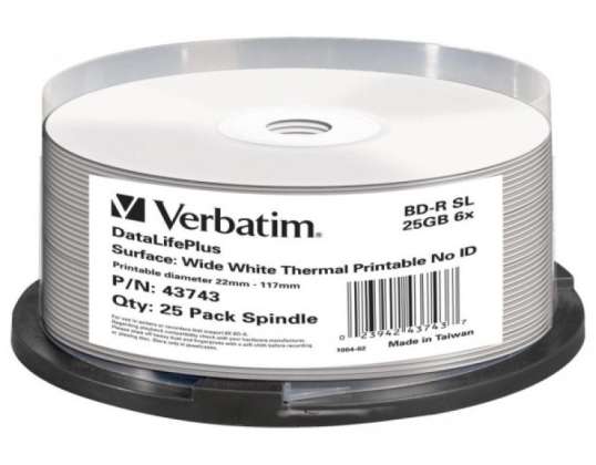 BD R 25GB Verbatim 6x Thermo white Full Surface 25er Cakebox 43743