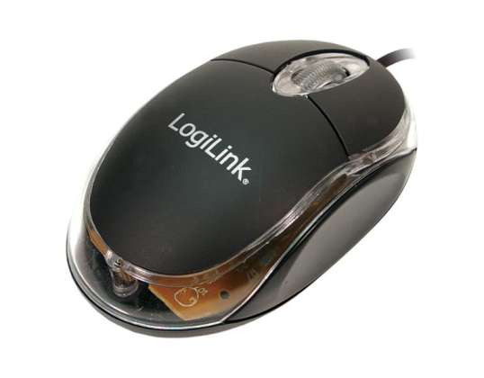 Mini souris USB optique LogiLink avec LED noire ID0010