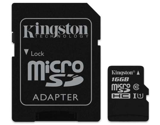 Блистер MicroSDHC Kingston CL10 UHS-I емкостью 16 ГБ