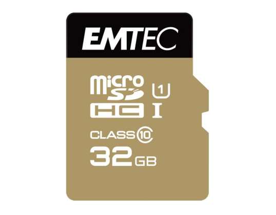 Adaptateur MicroSDHC EMTEC 32 Go CL10 EliteGold UHS I 85 Mo/s Blister
