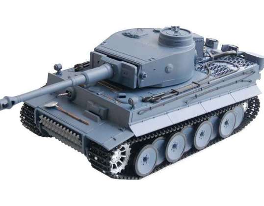 RC Panzer Saksa Tiger I 1:16 2.4GHz - suits, heli ja metallist käik (hall)