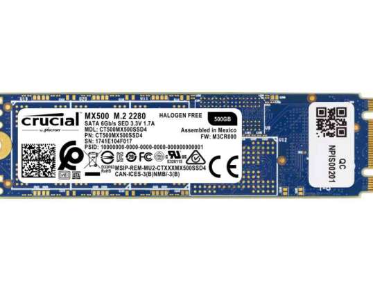 Izšķirošais SSD M.2 500GB MX500 kastes izšķirošais CT500MX500SSD4