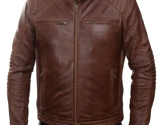 Finest Classic Vintage Retro Men&#39;s Real Leather Jacket Biker Jacket RRP