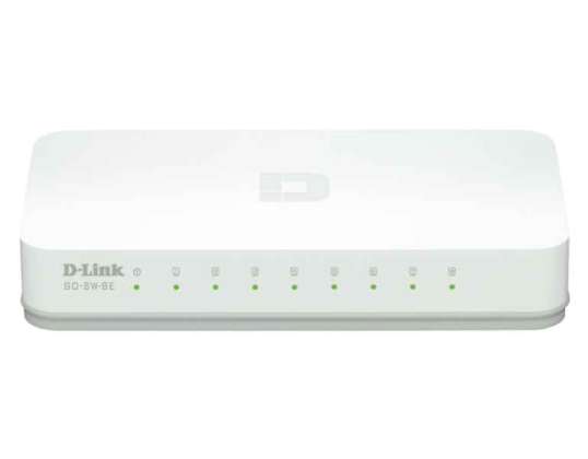 D Link Неуправляемый белый сетевой коммутатор Fast Ethernet 10/100 GO SW 8E/E
