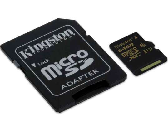 Твердотельный накопитель Kingston Gold microSD UHS-I, класс скорости 3, SDCG/64 ГБ