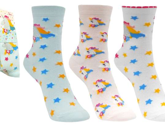 Girls' socks Unicorn 3 pack - 5903313590006