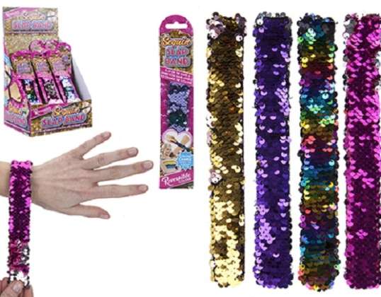 Slap band armband met pailletten - 5050565619092