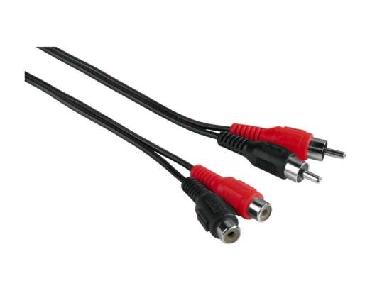 Hama Audio Extension Cable 2 RCA Male Plugs - 2 RCA Female Jacks 2.5
