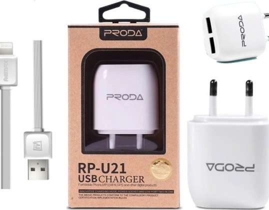 USB MAINS CHARGER 2.1A REMAX PRODA LIGHTNING