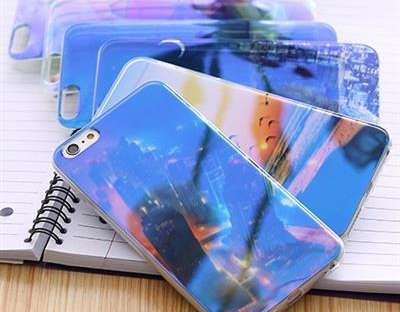 DĖKLAS ETUI MĖLYNA ŠVIESIAI ORANŽINĖ IPHONE X