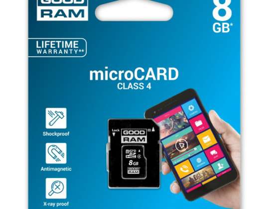 SPEICHERKARTE + ADAPTER GOODRAM 8GB SDHC KLASSE 4 SD