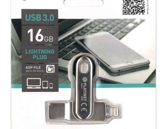 CLÉ USB IOS PLATINET USB 3.0 16 GO + PRISE LIGHTNING POUR IPAD ET IPHONE
