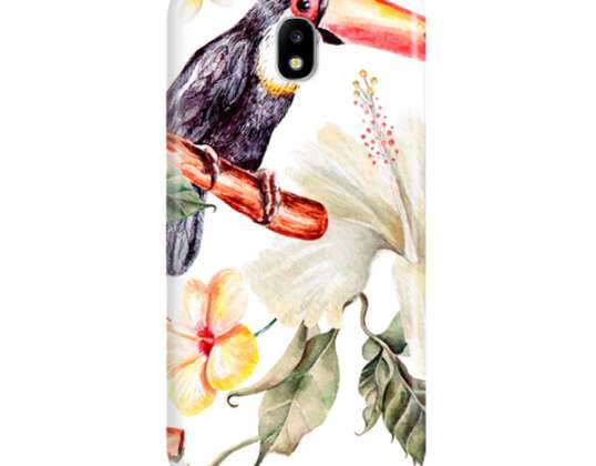 FUNNY BOOK CASE OVERPRINT TOUCAN AND FLOWER SAMSUNG GALAXY J5 2017