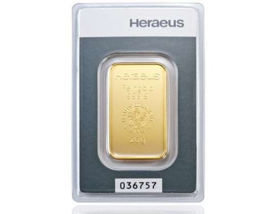 20 Gramm Goldbarren (Heraeus)steuerbefreit nach § 25c USTG