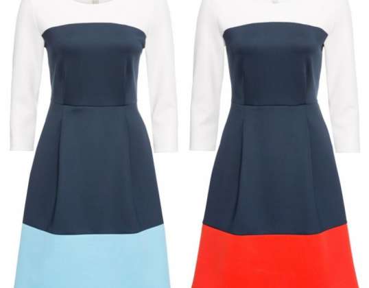 Women&#39;s dress with block colors 2 colors dresses women&#39;s fashion stock