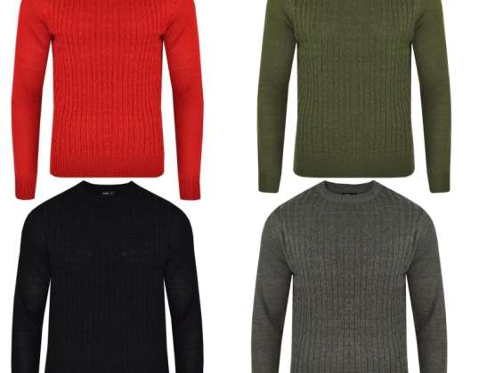 Muški D&H kabelski pletenina džemper džemper pulover trenirka dugi rukav