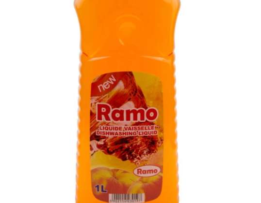 RAMO 1L dishwashing liquid - Three flavours (apple, lemon, peach) - Box of 12 pcs - Palette of 720 pcs