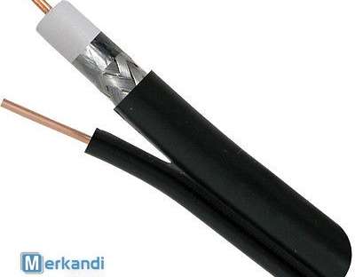 CABLE COAX RG6 STANDARD SHIELDED WITH MESSENGER BLACK 100M