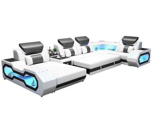 Italiensk interiør design lædersofa med moderne sektions elegance