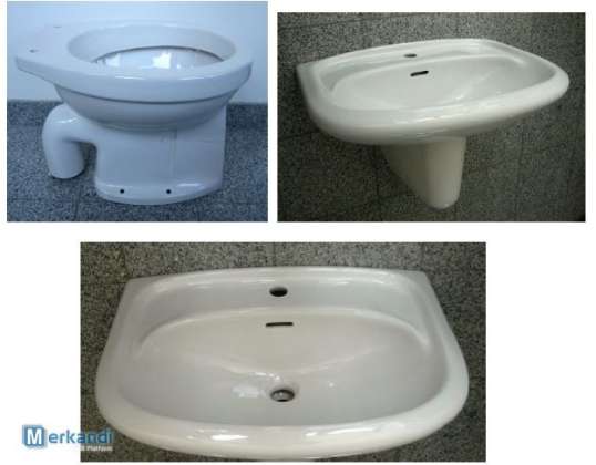 17. Erityinen SPHINX-kylpyhuonesarja pesuallas + puolipylväs + wc valkoisena