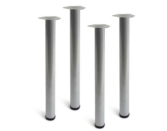 Set of 4 adjustable cylindrical steel legs