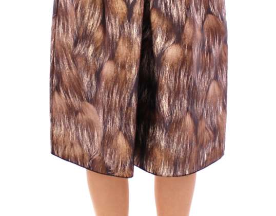 Dolce & Gabbana Brown Floral Silk Prosta pełna spódnica