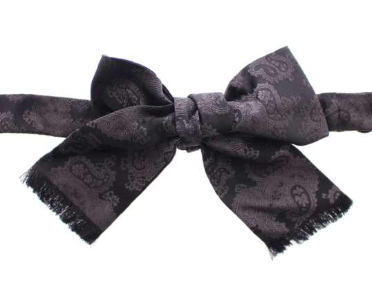 Dolce & Gabbana Preto Cinza Seda Barroca Paisley Bow Tie