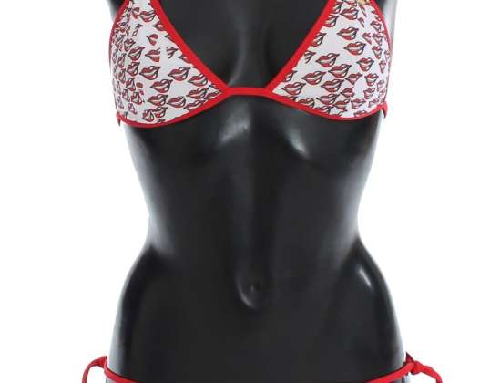 Dolce & Gabbana червено бяло целувки две парче бикини плажно облекло