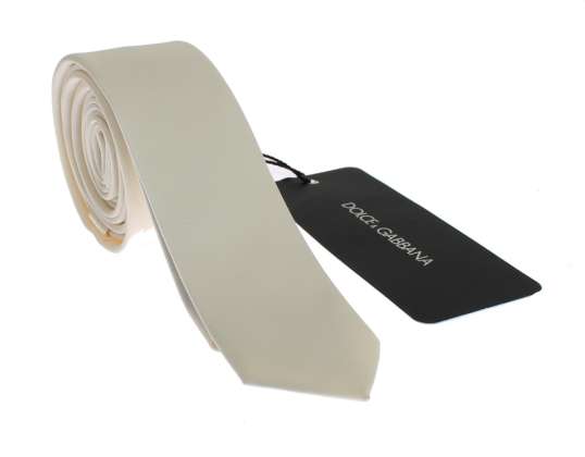 Dolce & Gabbana Branco Solid Seda Skinny Tie