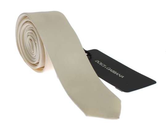 Dolce & Gabbana Branco Solid Seda Skinny Tie