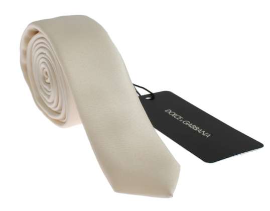 Dolce & Gabbana Branco Solid Seda Skinny Slim Tie