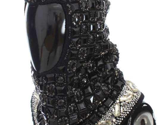 Dolce & Gabbana svart ullglas kristallpärlad huva halsduk hatt