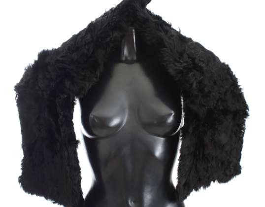 Dolce & Gabbana Black Alpaca Fur Shoulder Wrap Scarf