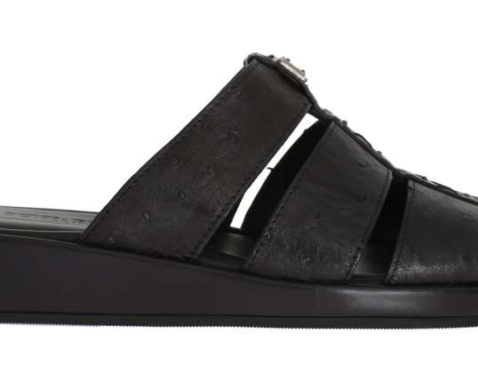 Dolce & Gabbana Schwarz Straußenleder Pantoletten Sandalen