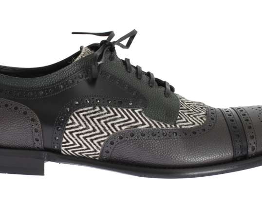 Dolce & Gabbana šedá modrá kožená pony Oxford boty