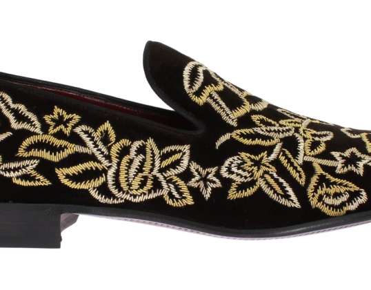 Dolce & Gabbana Braun Samt Gold Stickerei Loafers